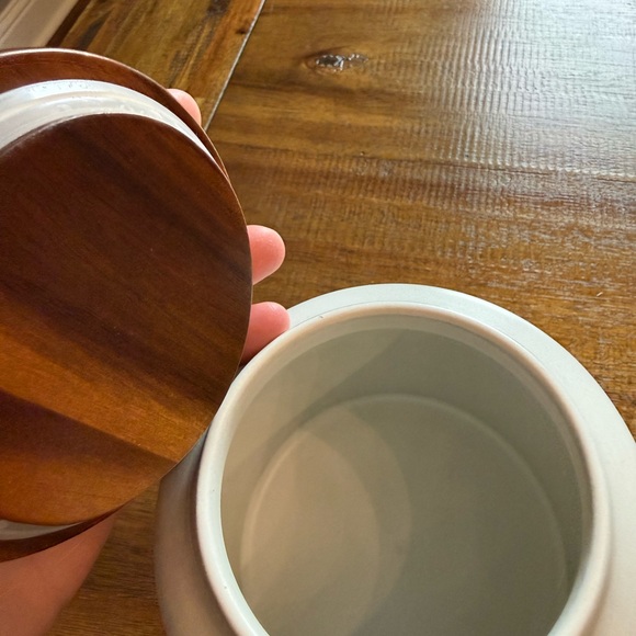 Hearth And Hand With Magnolia White Ceramic Canister with Wooden Lid - Picture 2 of 3